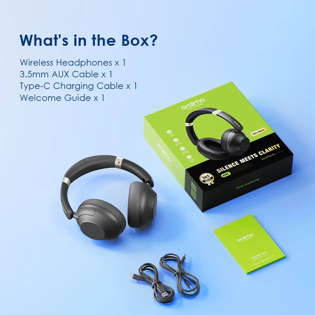 oraimo BoomPop Pro — Casque Bluetooth ANC | Autonomie 82h | Livraison Gabon | Kadmarket Kadmarket